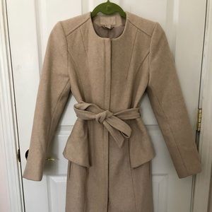 H&M Oatmeal Peplum Dress Coat